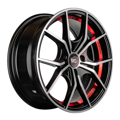 RIN BLACK CAT 16x7.0 4H 100 et 38 CB 73.1BFM+RED LINE  NEGRO/PLATA/ROJO,    C/50000166