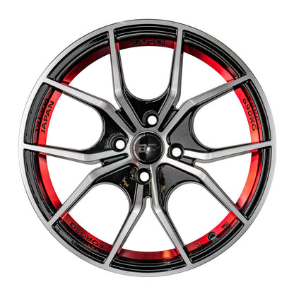 RIN BLACK CAT 16x7.0 4H 100 et 38 CB 73.1BFM+RED LINE  NEGRO/PLATA/ROJO,    C/50000166
